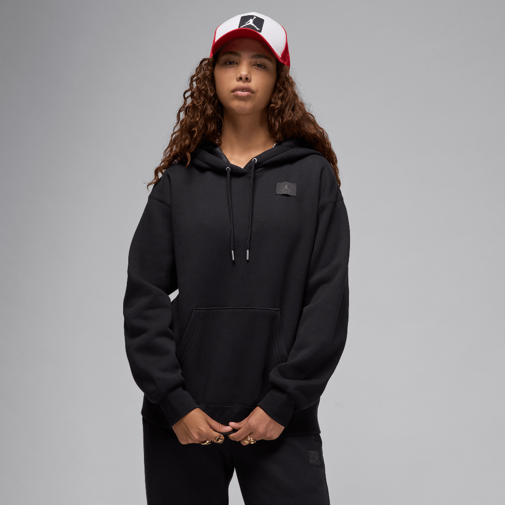 Jordan Flight Fleece Women's Satin-Lined Pullover Hoodie Black/Dark Smoke Grey FV7050-010 — Abbigliamento Air Jordan su LAB19