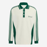 adidas Long Sleeved Polo Shirt Off White Dark Green