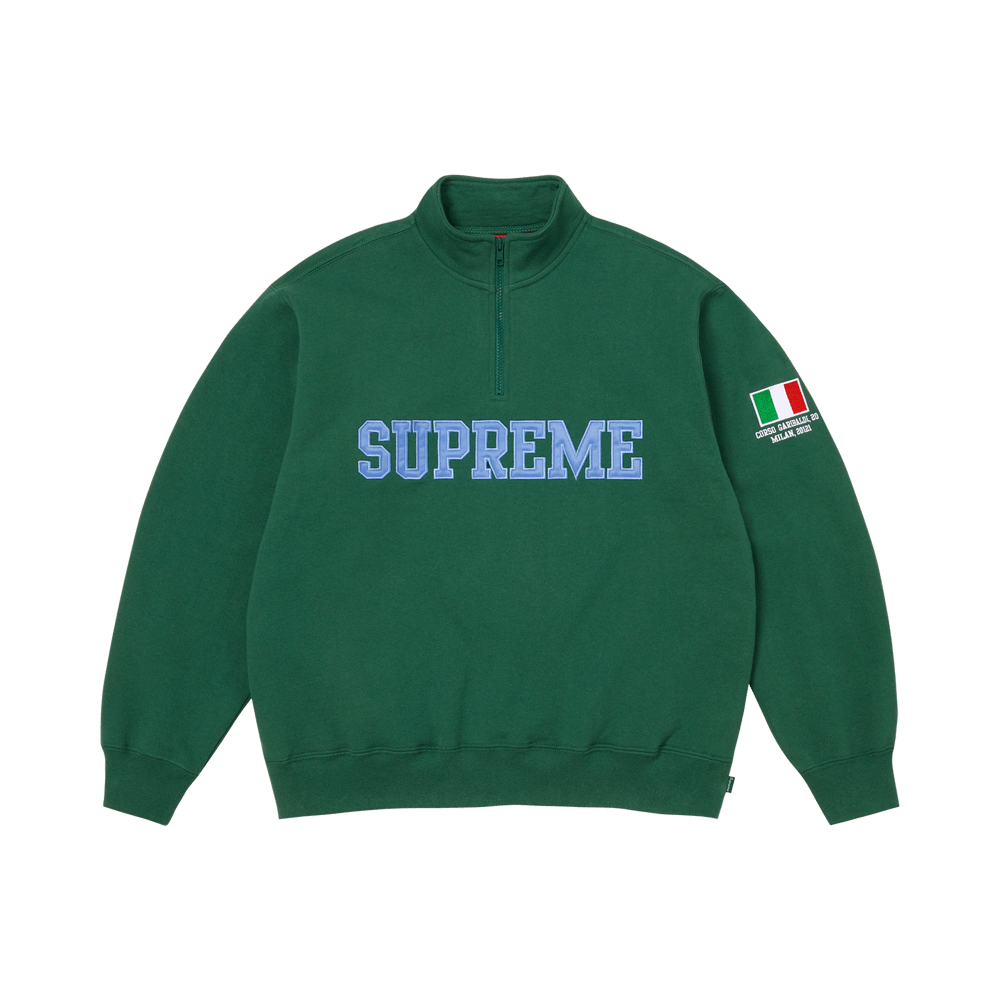 Supreme Shop Flag Half Zip Pullover 'Dark Green Milan' SS26SW65-DARK-GREEN-MILAN — Abbigliamento Supreme su LAB19