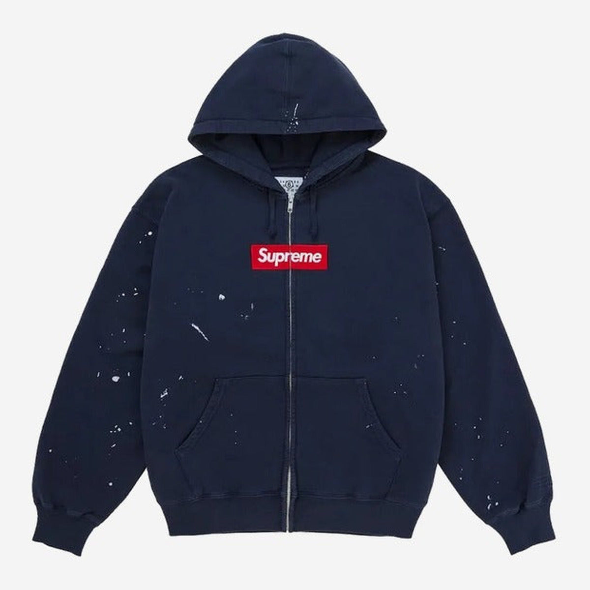 Supreme MM6 Maison Margiela Box Logo Zip Up Hooded Sweatshirt Navy