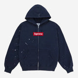 Supreme MM6 Maison Margiela Box Logo Zip Up Hooded Sweatshirt Navy