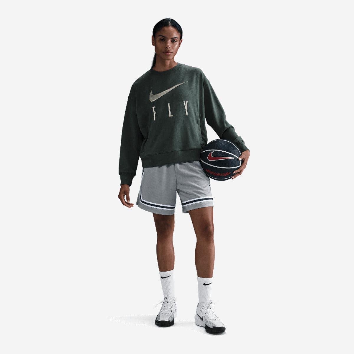 Nike Swoosh Fly Women's Dri-FIT French Terry Crew-Neck Basketball Sweatshirt Vintage Green/Jade Horizon/White FQ6035-338 — Abbigliamento Nike su LAB19
