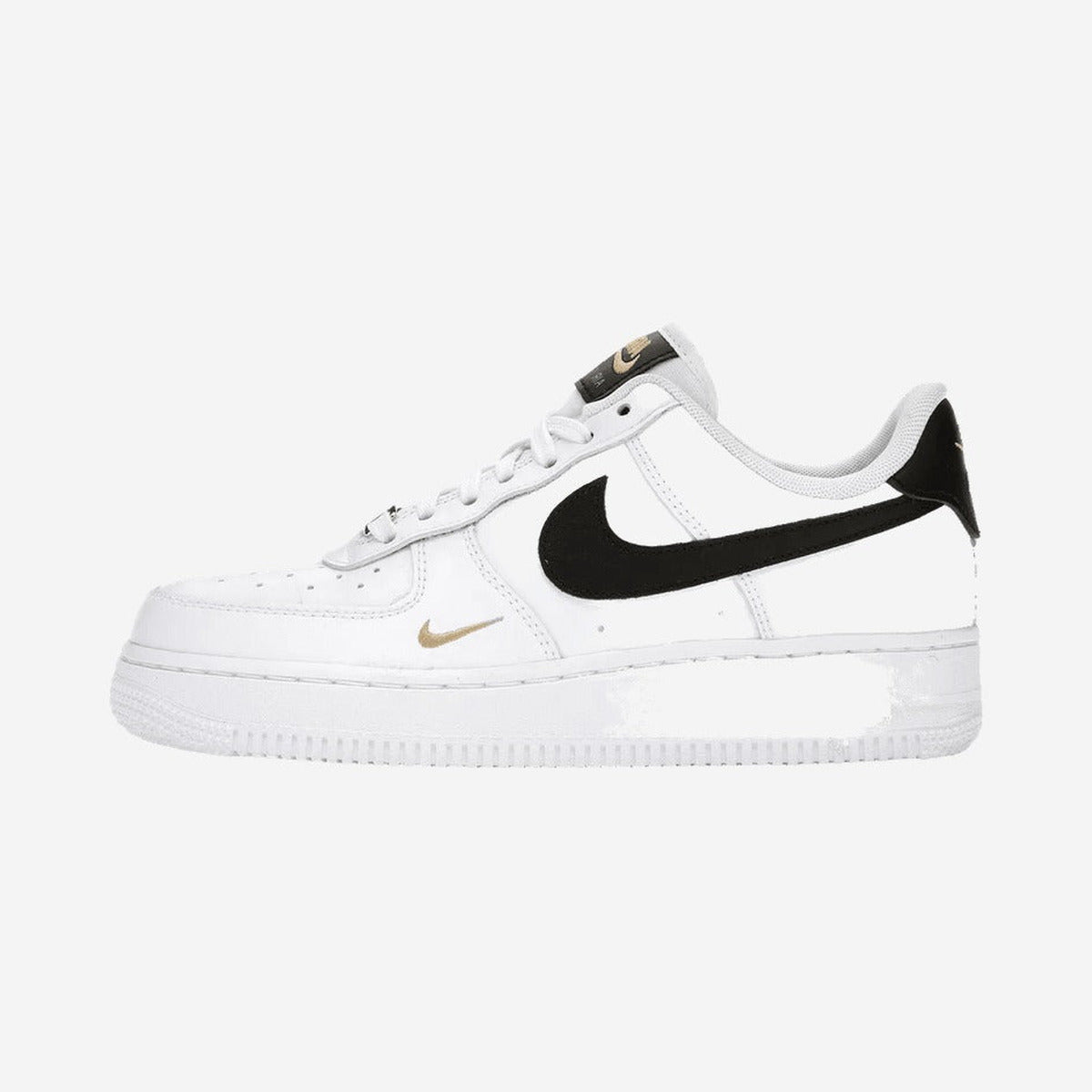 Nike Air Force 1 Low \&07 Essential White Black Gold Mini Swoosh