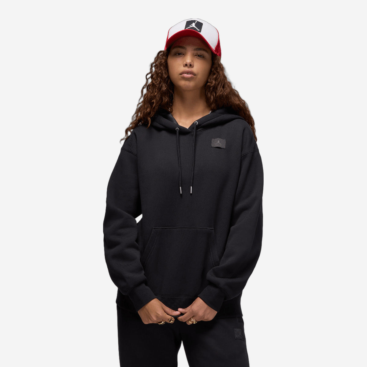 Jordan Flight Fleece Women's Satin-Lined Pullover Hoodie Black/Dark Smoke Grey FV7050-010 — Abbigliamento Air Jordan su LAB19