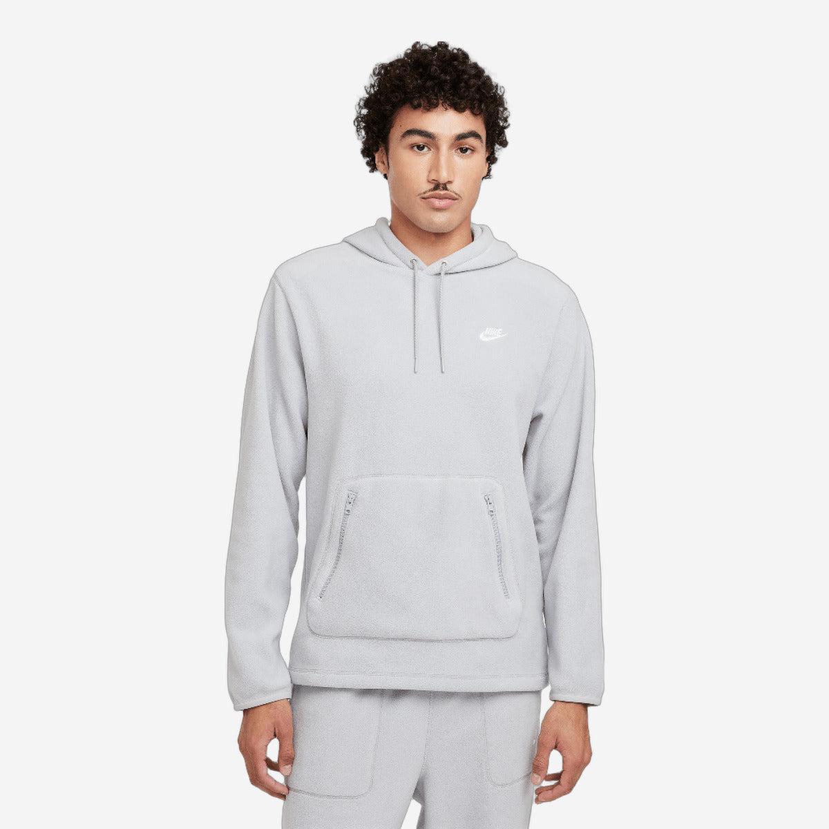 Nike Club Men's Winterized Pullover Hoodie Light Smoke Grey/Pure/White FZ0660-077 — Abbigliamento Nike su LAB19