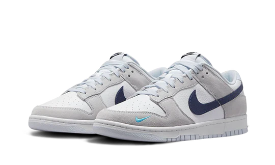 Nike Dunk Low Scarpe: White Grey Navy Aqua Mini Swoosh