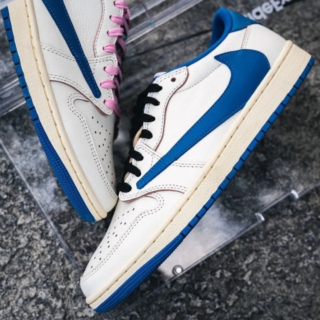 Air Jordan 1 Retro Low OG SP Fragment x Travis Scott Sail Military Blue