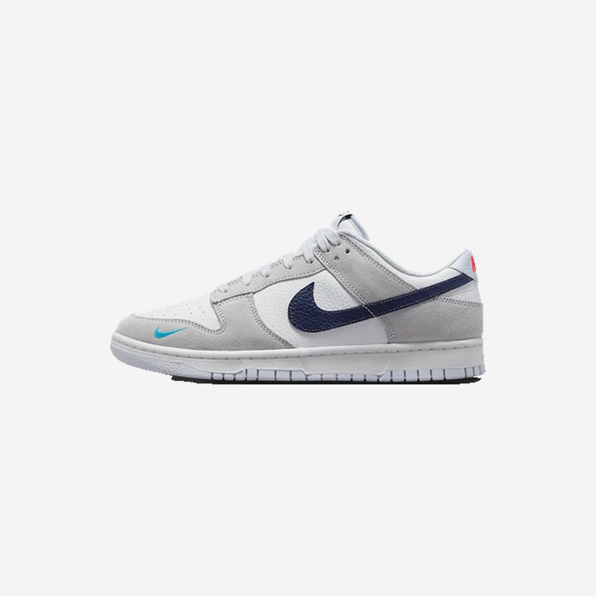 Nike Dunk Low Scarpe: White Grey Navy Aqua Mini Swoosh