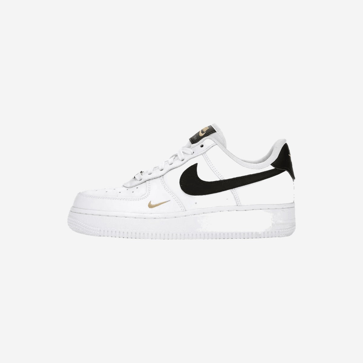 Nike Air Force 1 Low \&07 Essential White Black Gold Mini Swoosh