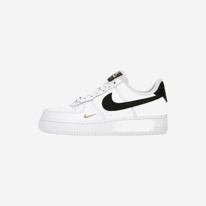 Nike Air Force 1 Low \&07 Essential White Black Gold Mini Swoosh