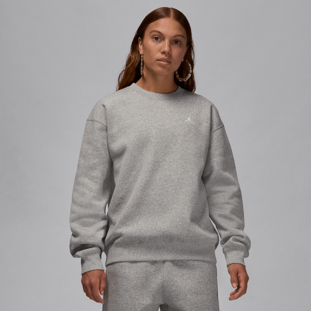 Jordan Brooklyn Fleece Women's Crew-Neck Sweatshirt Dark Grey Heather/White FV7074-063 — Abbigliamento Air Jordan su LAB19