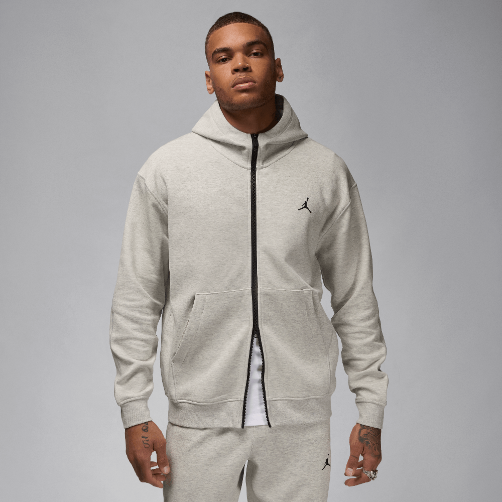 Jordan Sport Hoop Fleece Men's Dri-FIT Full-Zip Hoodie Grey Heather/Black FV8602-050 — Abbigliamento Air Jordan su LAB19