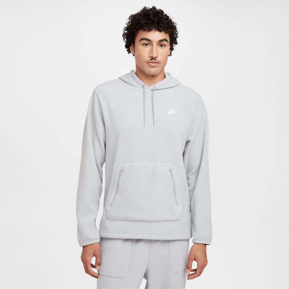 Nike Club Men's Winterized Pullover Hoodie Light Smoke Grey/Pure/White FZ0660-077 — Abbigliamento Nike su LAB19