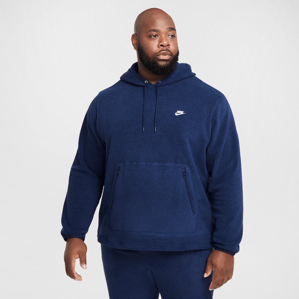 Nike Club Men's Winterized Pullover Hoodie Midnight Navy/White FZ0660-410 — Abbigliamento Nike su LAB19