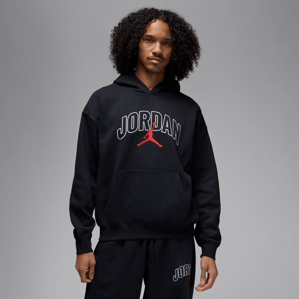 Jordan Brooklyn Fleece Men's Oversized Pullover Hoodie Black/Gym Red IB7241-010 — Abbigliamento Air Jordan su LAB19