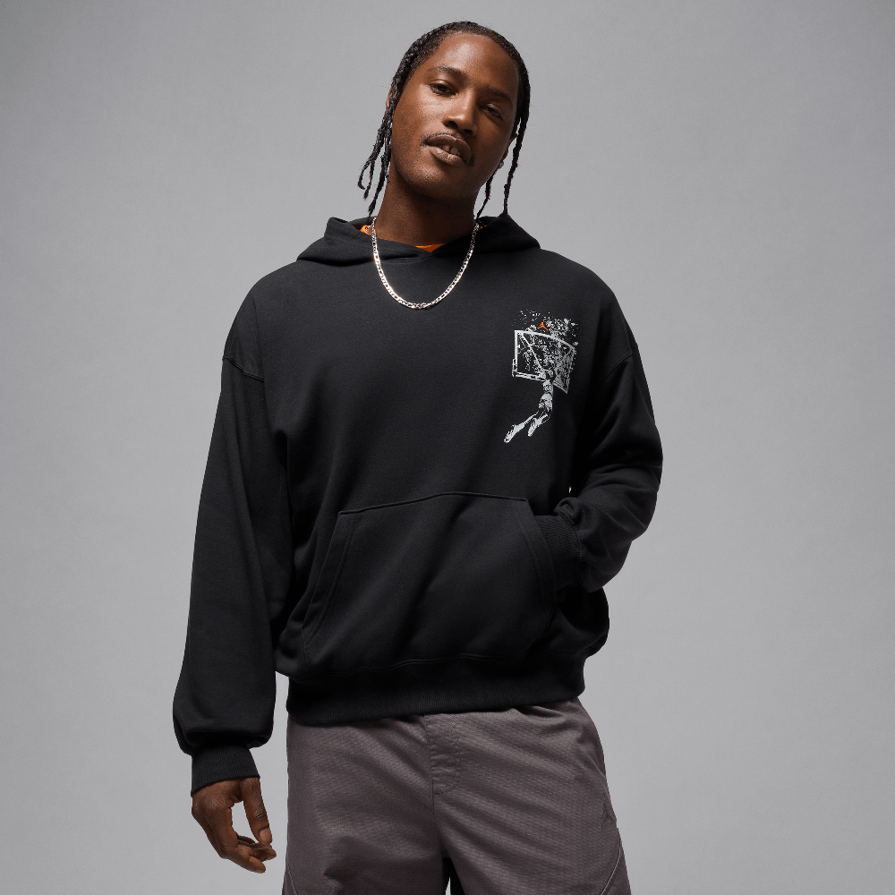Jordan Brooklyn Men's Oversized Pullover Hoodie Black/Starfish IF5853-010 — Abbigliamento Air Jordan su LAB19