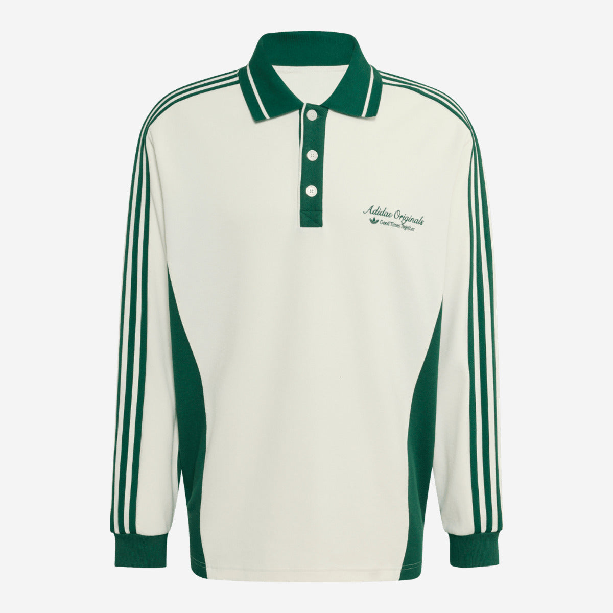 adidas Long Sleeved Polo Shirt Off White Dark Green KW5688 — Abbigliamento Adidas su LAB19