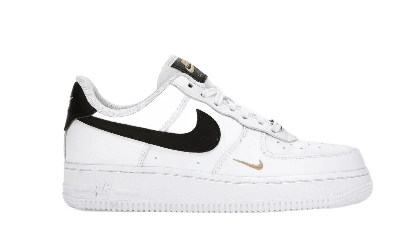 Air Force 1 Low \&07 Essential White Black Gold Mini Swoosh - CZ0270-102