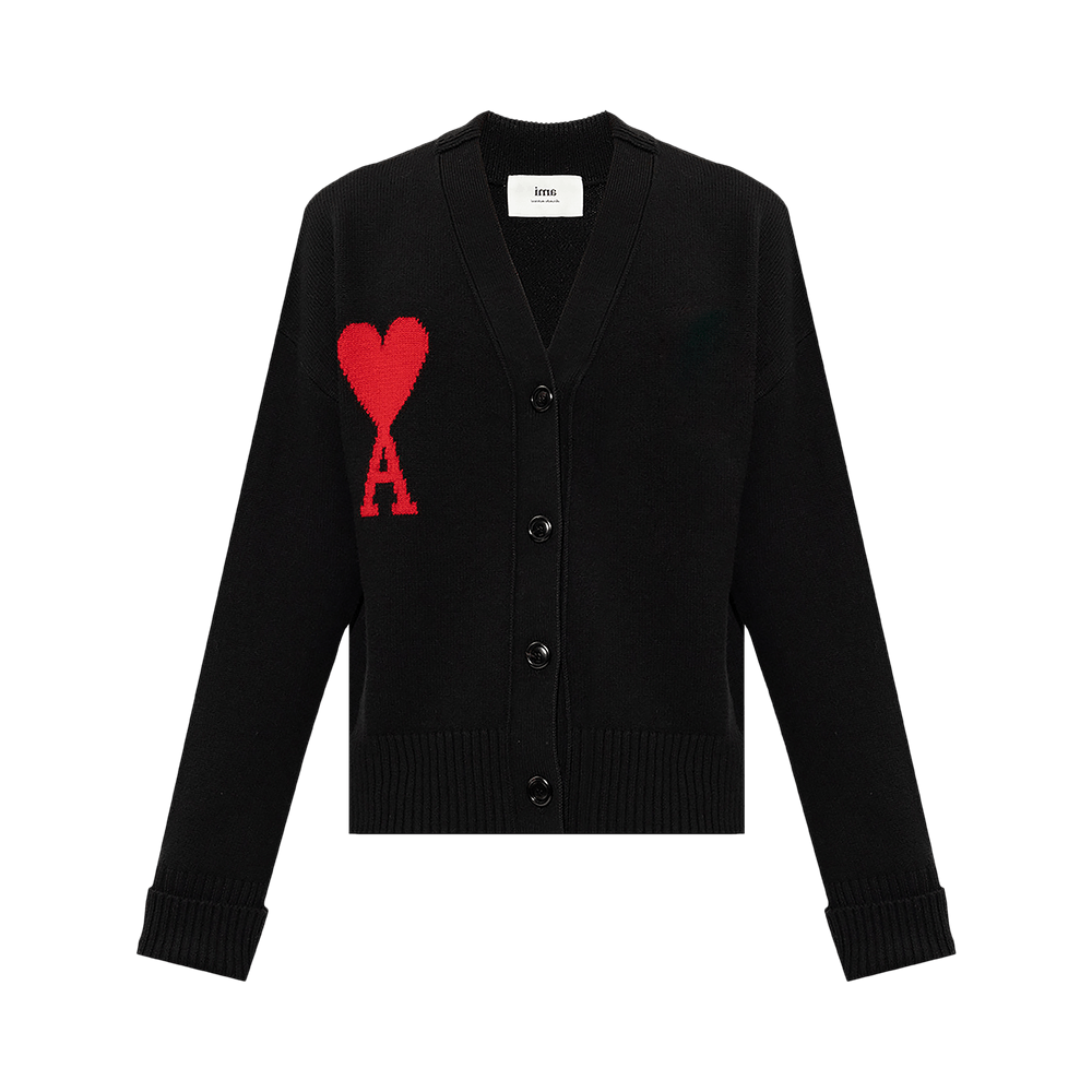 Ami De Coeur Cardigan 'Black/Red' BFUKC002.018.009 — Abbigliamento Ami su LAB19