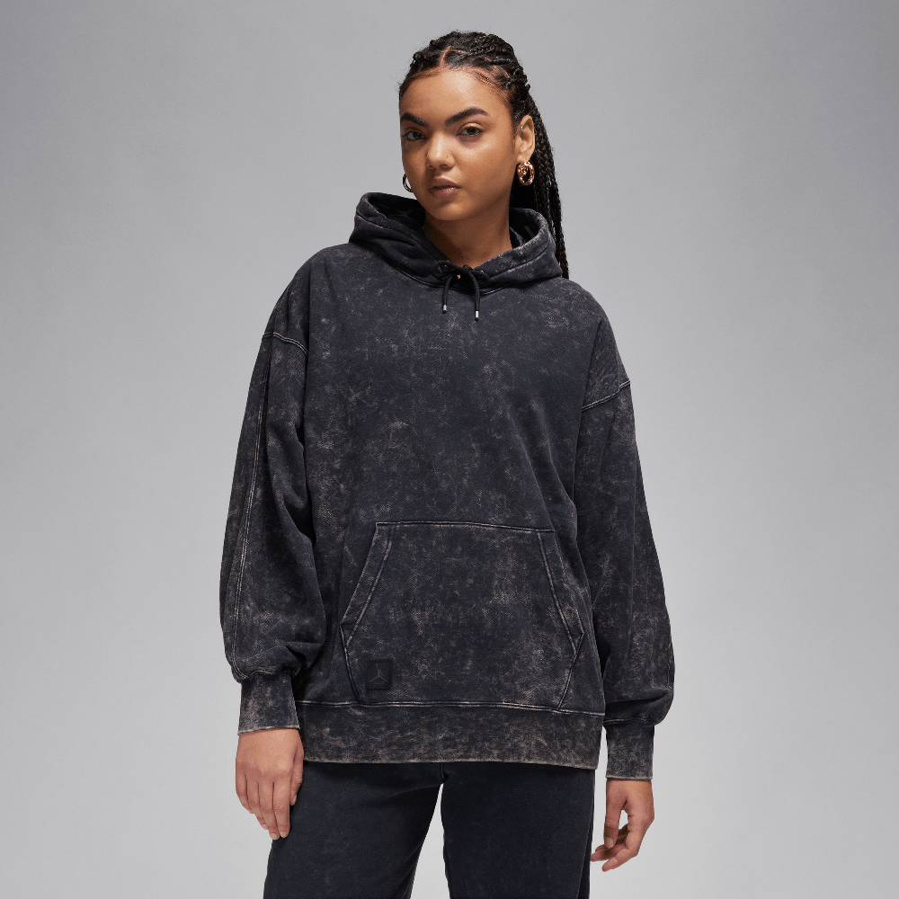 Jordan Flight Fleece Women's Satin-Lined Washed Hoodie Black FN5738-010 — Abbigliamento Air Jordan su LAB19