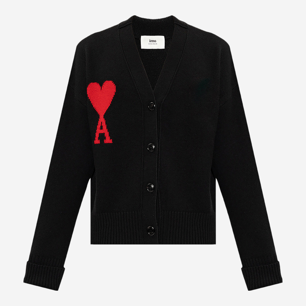 Ami De Coeur Cardigan 'Black/Red' BFUKC002.018.009 — Abbigliamento Ami su LAB19