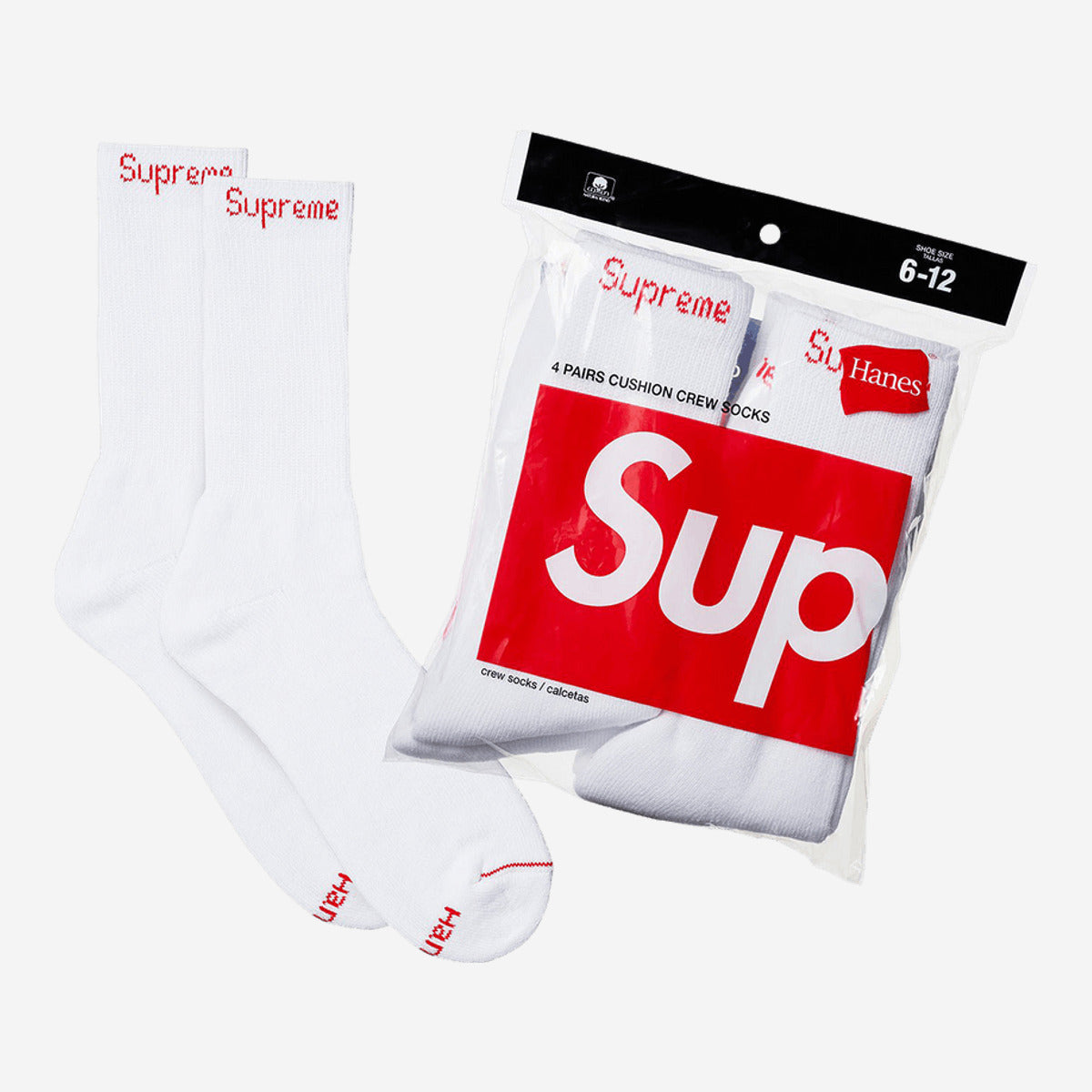 Supreme x Hanes Crew Socks (4 Pack) 'White' 99HAA26-WHITE — Sneakers Supreme su LAB19
