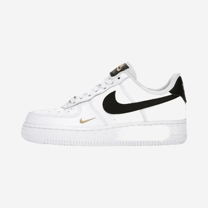 Nike Air Force 1 Low \&07 Essential White Black Gold Mini Swoosh