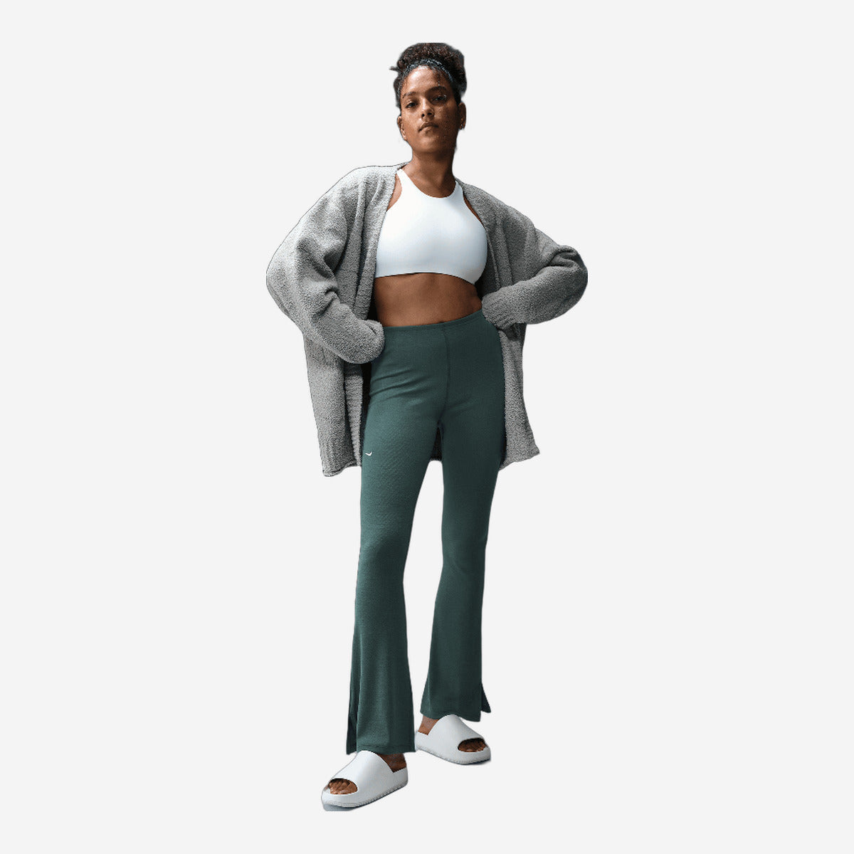 Nike Sportswear Chill Knit Women's Tight Mini-Rib Flared Leggings Vintage Green/Sail FQ2113-338 — Abbigliamento Nike su LAB19