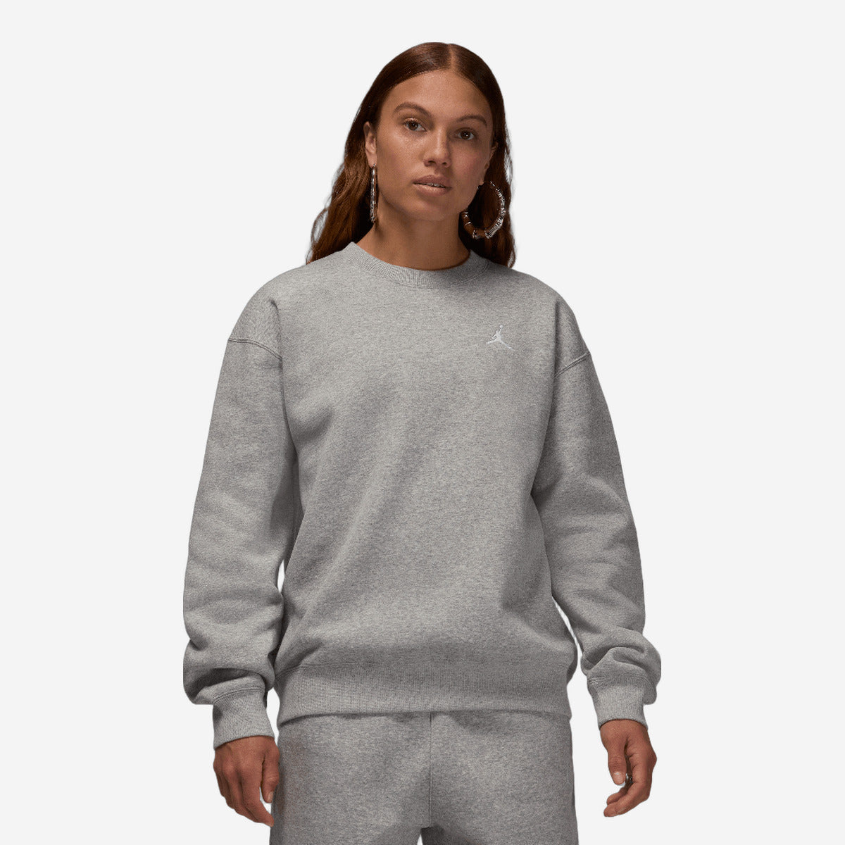 Jordan Brooklyn Fleece Women's Crew-Neck Sweatshirt Dark Grey Heather/White FV7074-063 — Abbigliamento Air Jordan su LAB19