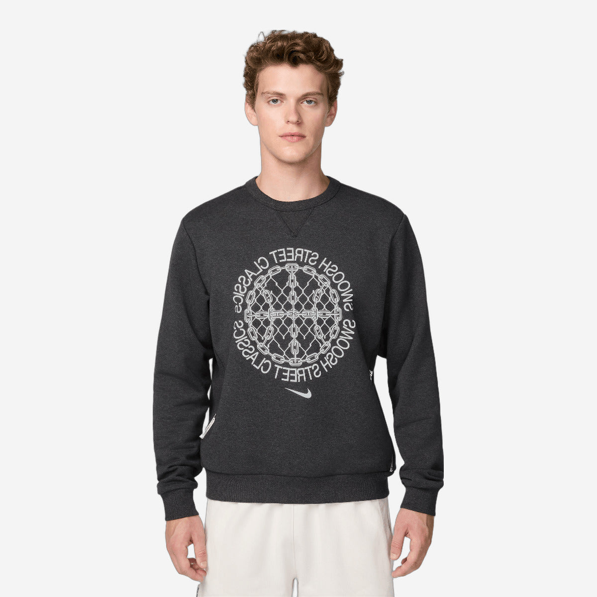 Nike Standard Issue Men's Dri-FIT Basketball Crew-Neck Sweatshirt Black/Heather/Pale Ivory FZ0682-010 — Abbigliamento Nike su LAB19
