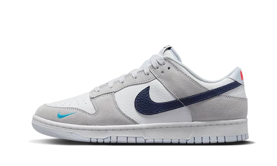 Nike Dunk Low Scarpe: White Grey Navy Aqua Mini Swoosh