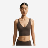 NikeSKIMS Matte Women's V-Neck Long-Line Bra NSKM Dark Sepia/NSKM Dark Sepia
