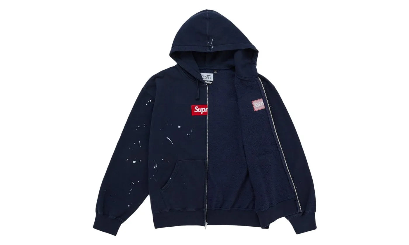 Supreme MM6 Maison Margiela Box Logo Zip Up Hooded Sweatshirt Navy - SUPR-SMMMBLZU-MULTI