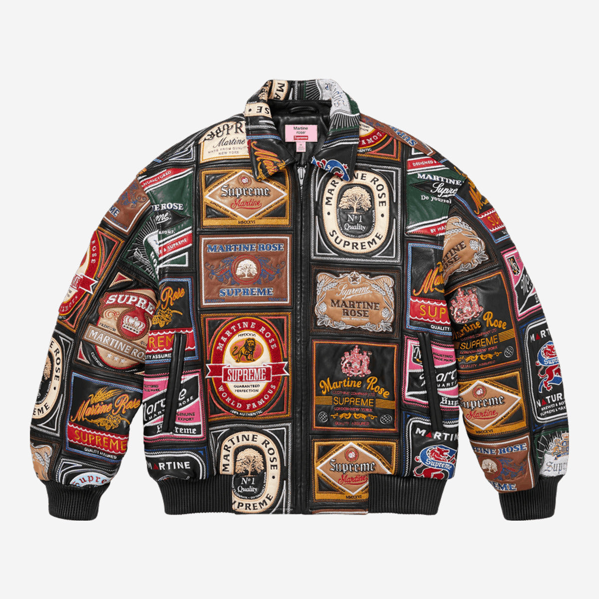 Supreme x Martine Rose Patchwork Labels Leather Jacket 'Multicolor' FW26J12-MULTICOLOR — Abbigliamento Supreme su LAB19